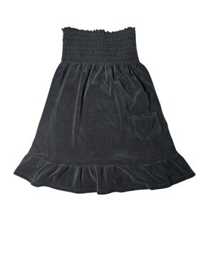 Y2K Juicy Couture Strapless Smocked Ruffle Hem Mini Dress Black Sz M